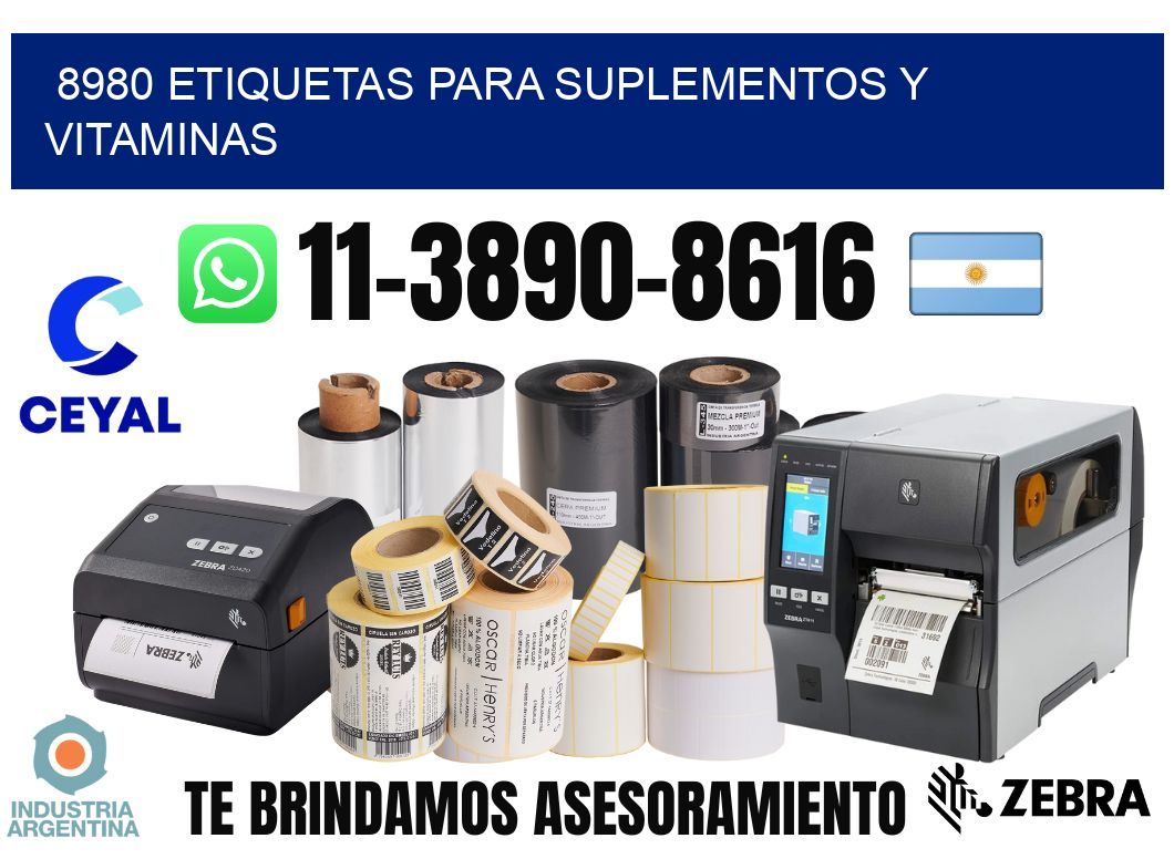 8980 Etiquetas para suplementos y vitaminas
