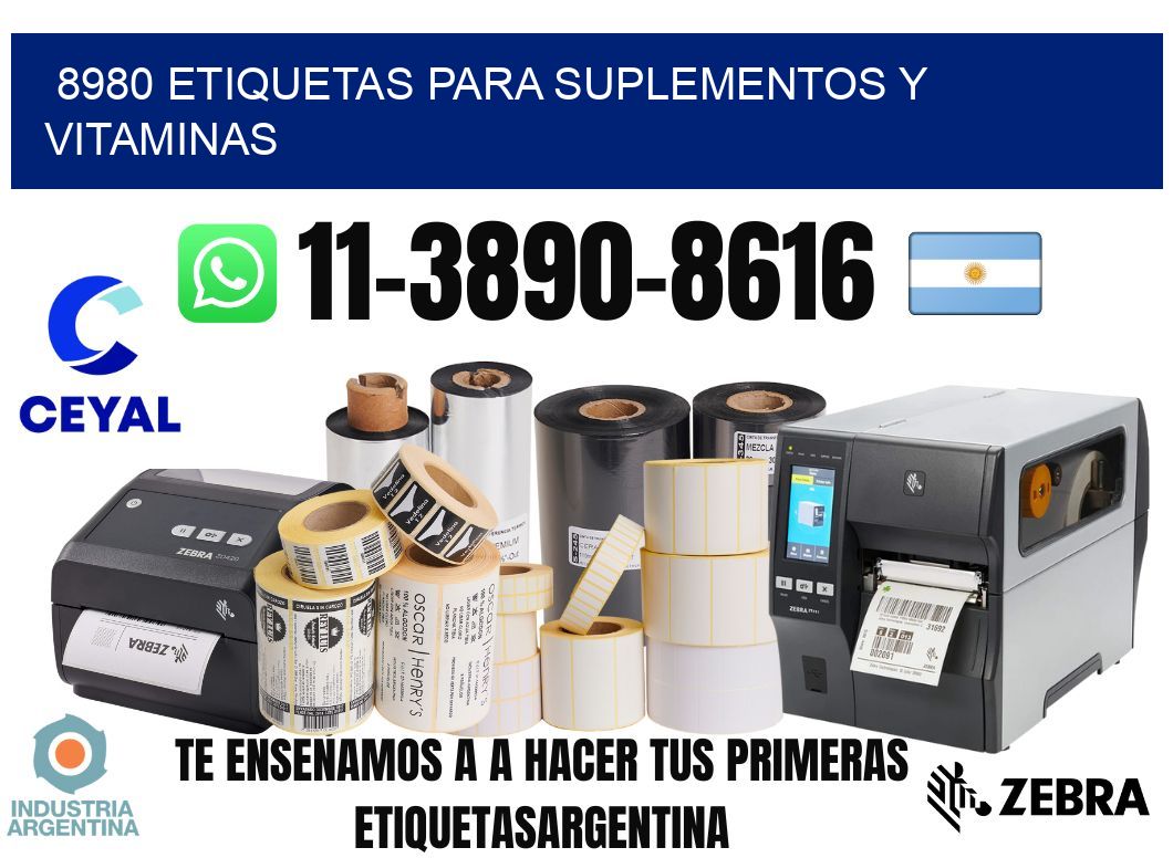 8980 Etiquetas para suplementos y vitaminas