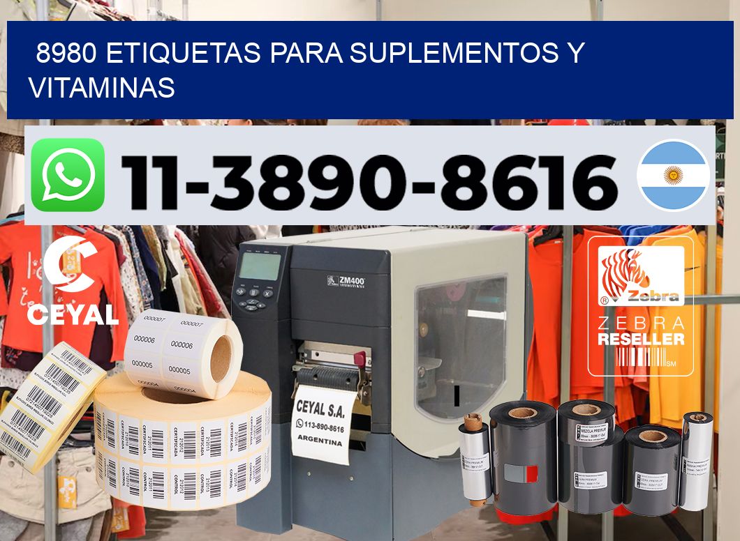8980 Etiquetas para suplementos y vitaminas
