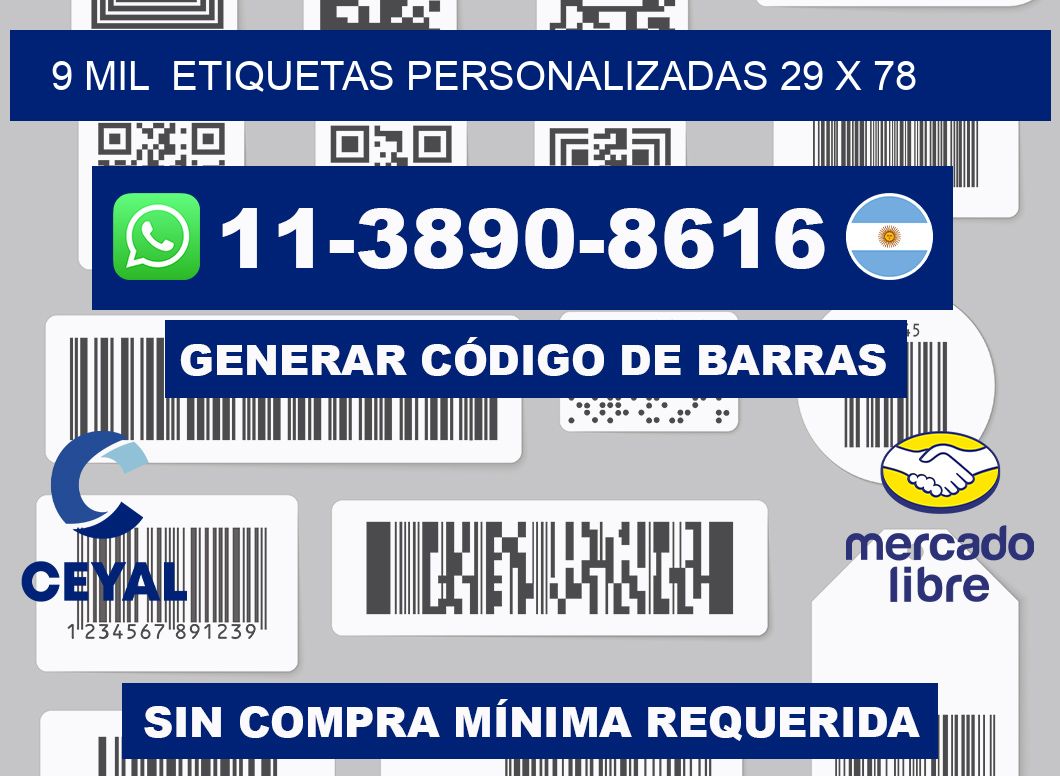 9 mil etiquetas personalizadas 29 x 78