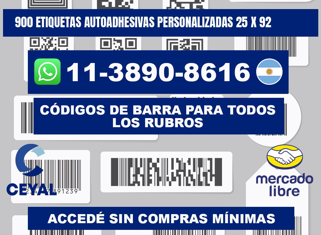 900 Etiquetas autoadhesivas personalizadas 25 x 92