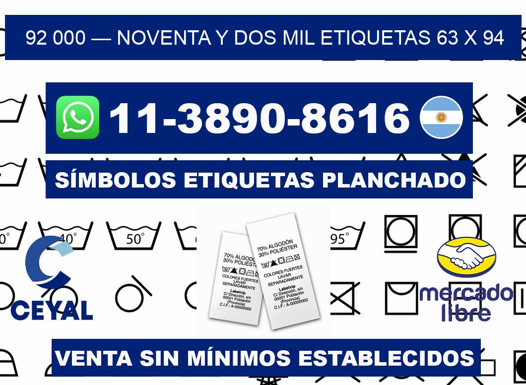 92 000 — noventa y dos mil etiquetas 63 x 94