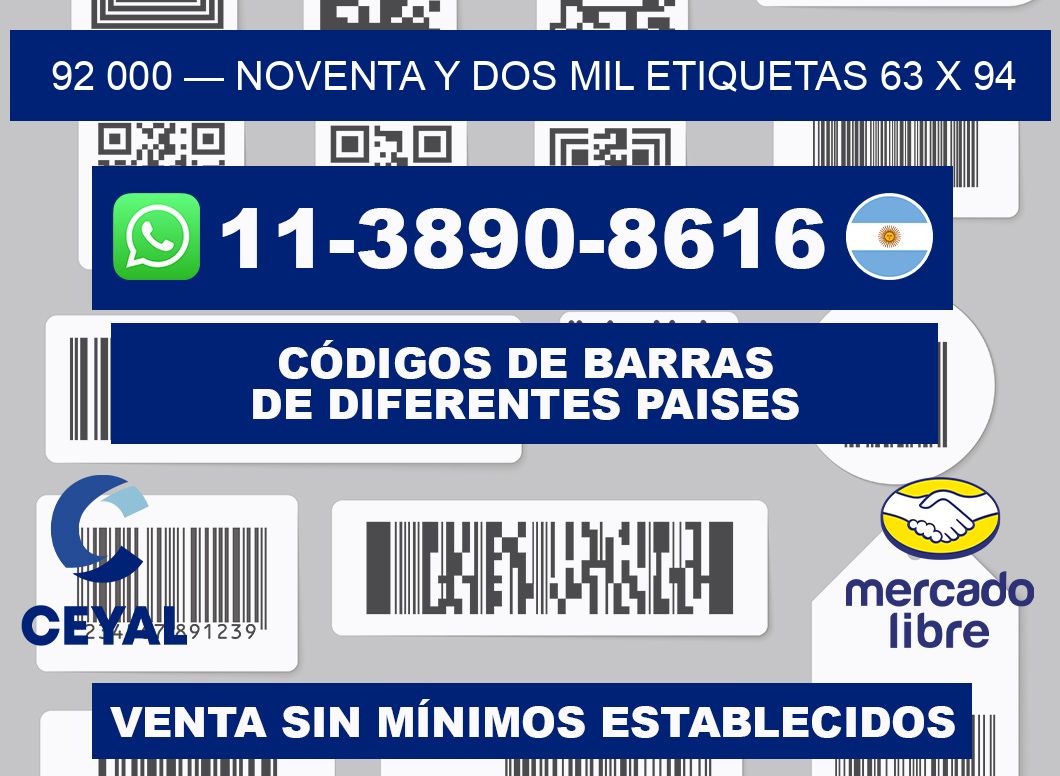 92 000 — noventa y dos mil etiquetas 63 x 94