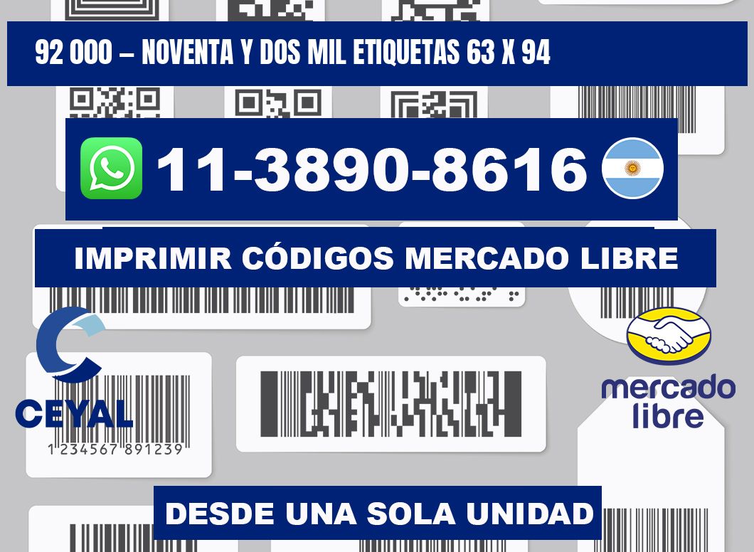 92 000 — noventa y dos mil etiquetas 63 x 94