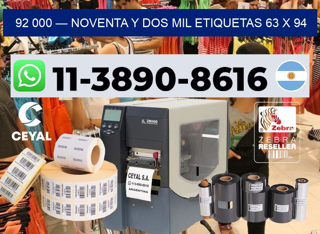 92 000 — noventa y dos mil etiquetas 63 x 94