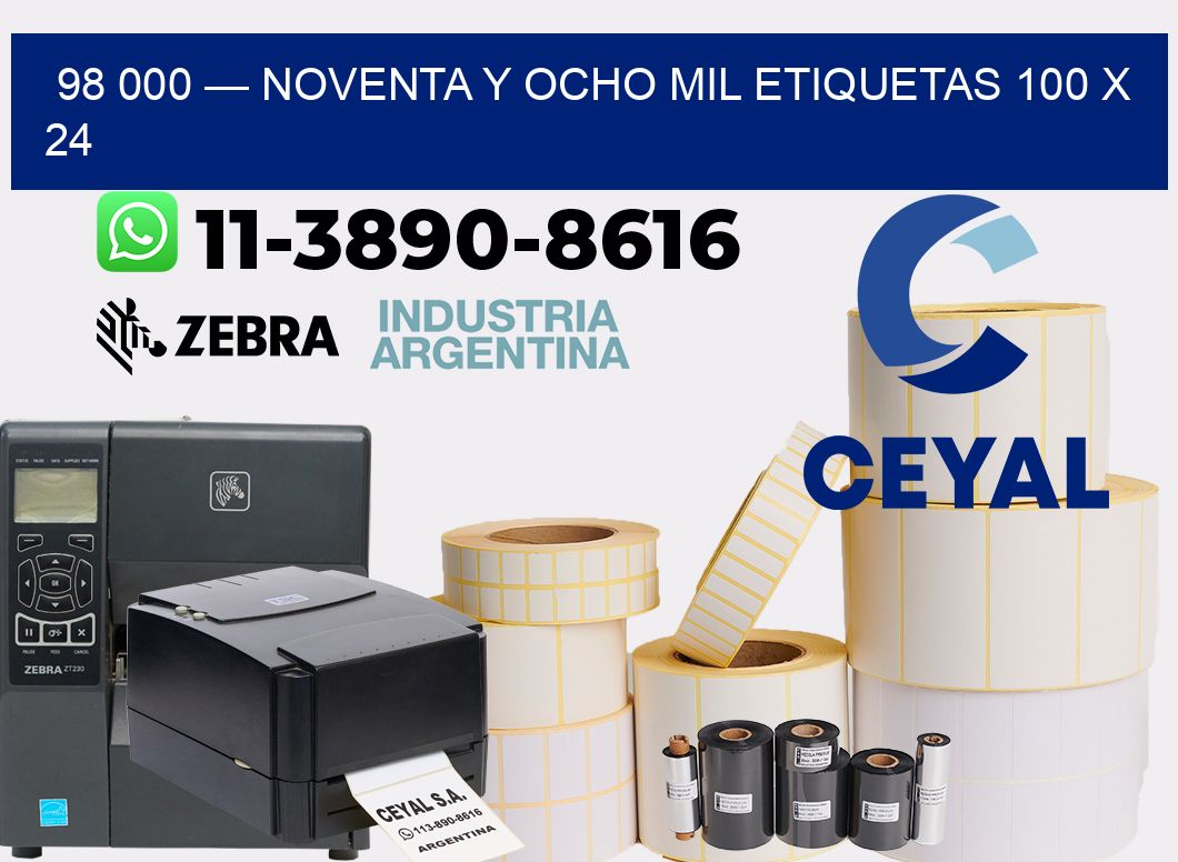 98 000 — noventa y ocho mil etiquetas 100 x 24