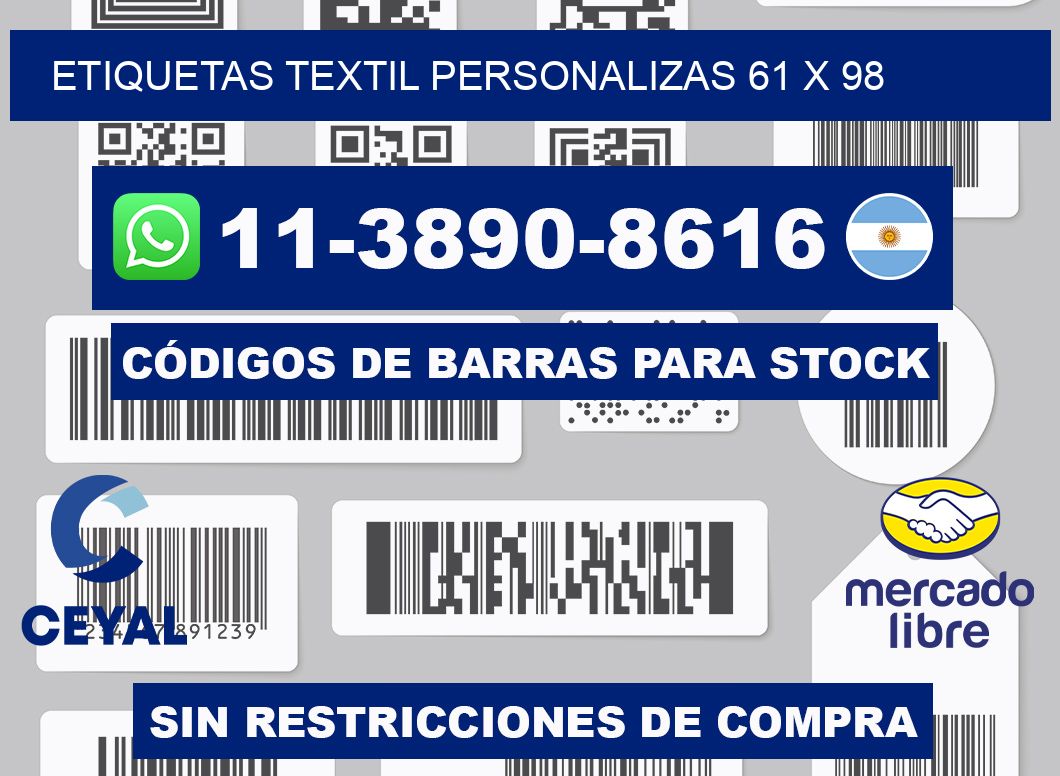 ETIQUETAS TEXTIL PERSONALIZAS 61 x 98