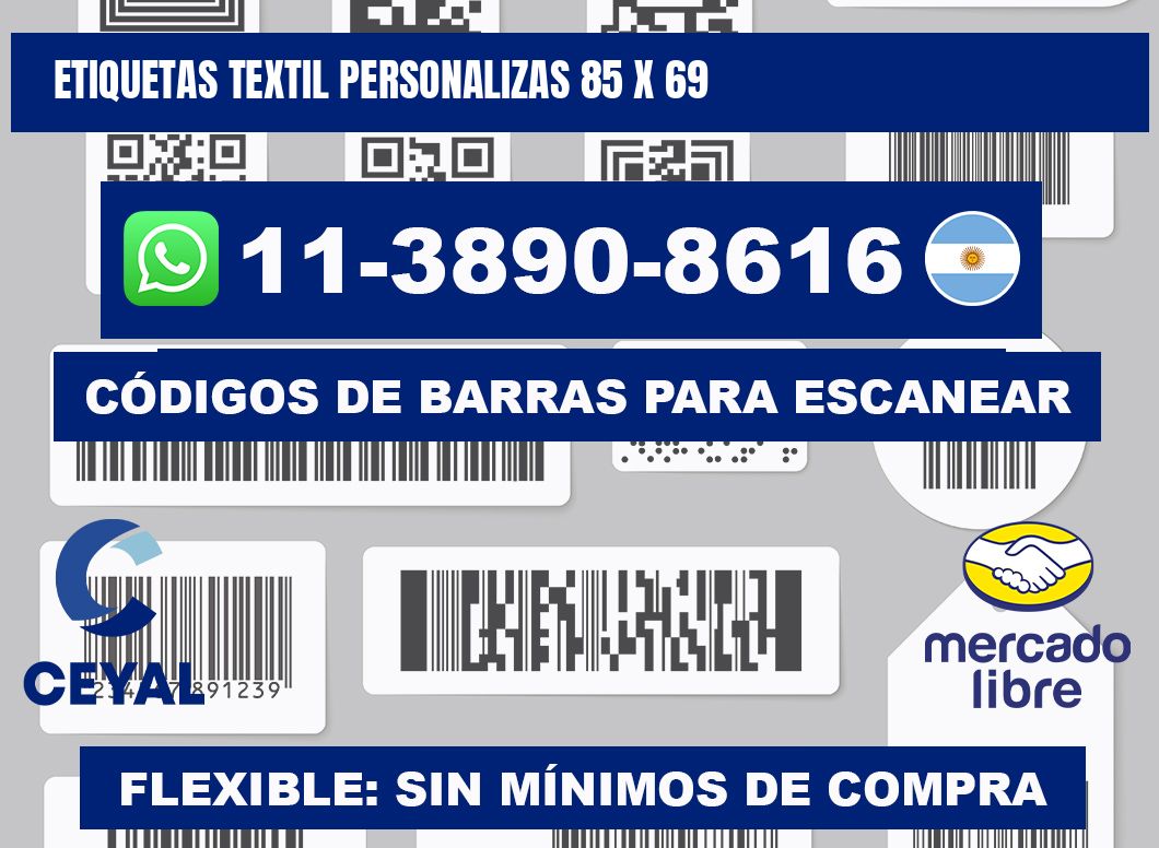 ETIQUETAS TEXTIL PERSONALIZAS 85 x 69