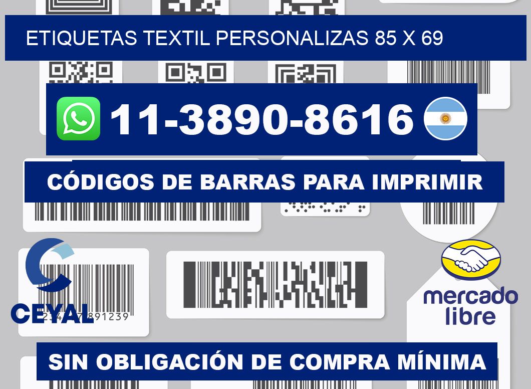 ETIQUETAS TEXTIL PERSONALIZAS 85 x 69
