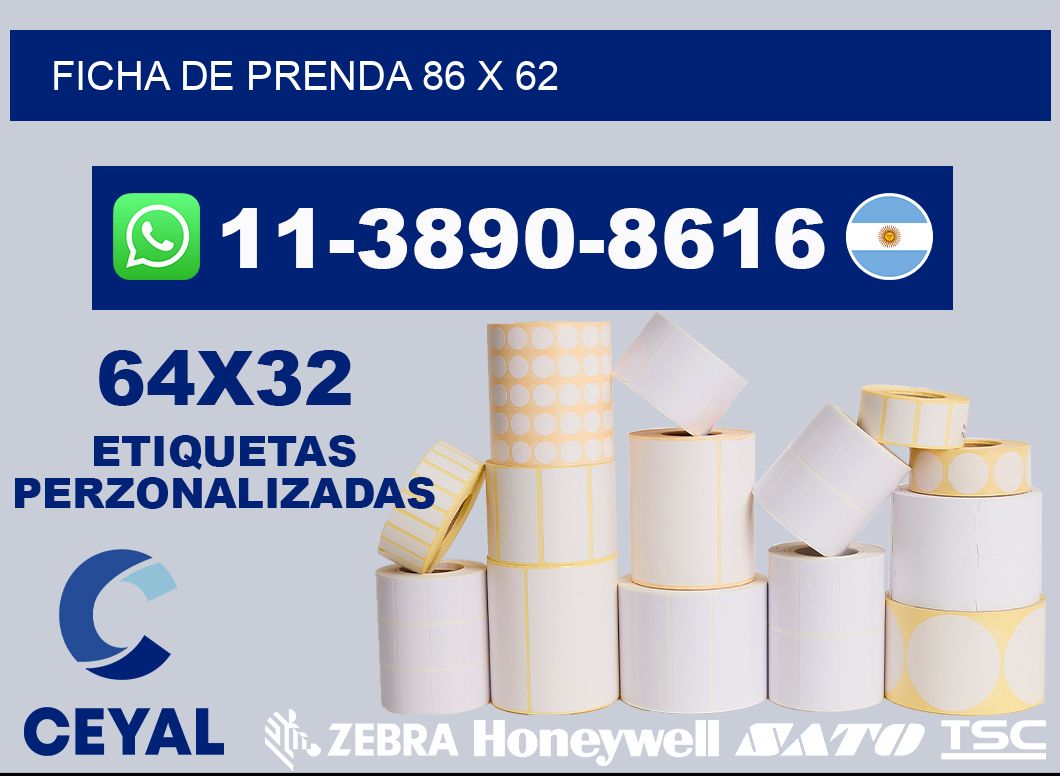 Ficha de prenda 86 x 62