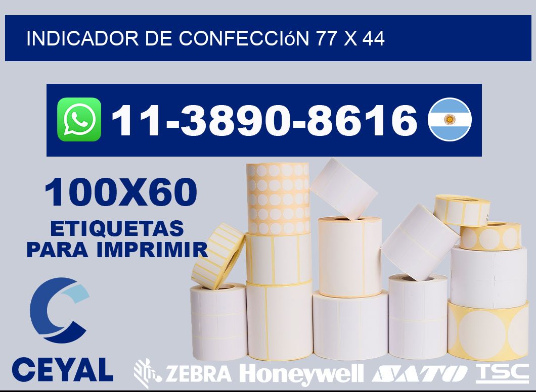 Indicador de confección 77 x 44