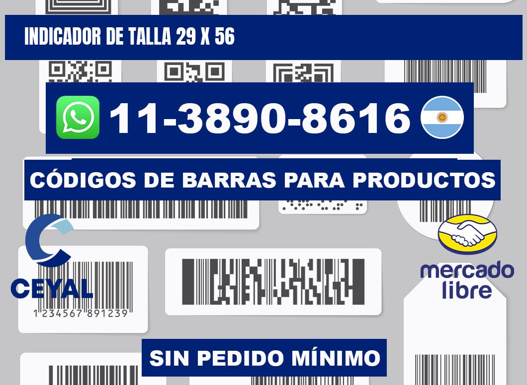 Indicador de talla 29 x 56