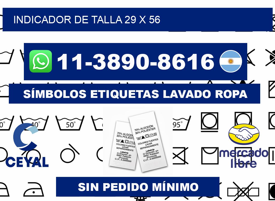 Indicador de talla 29 x 56