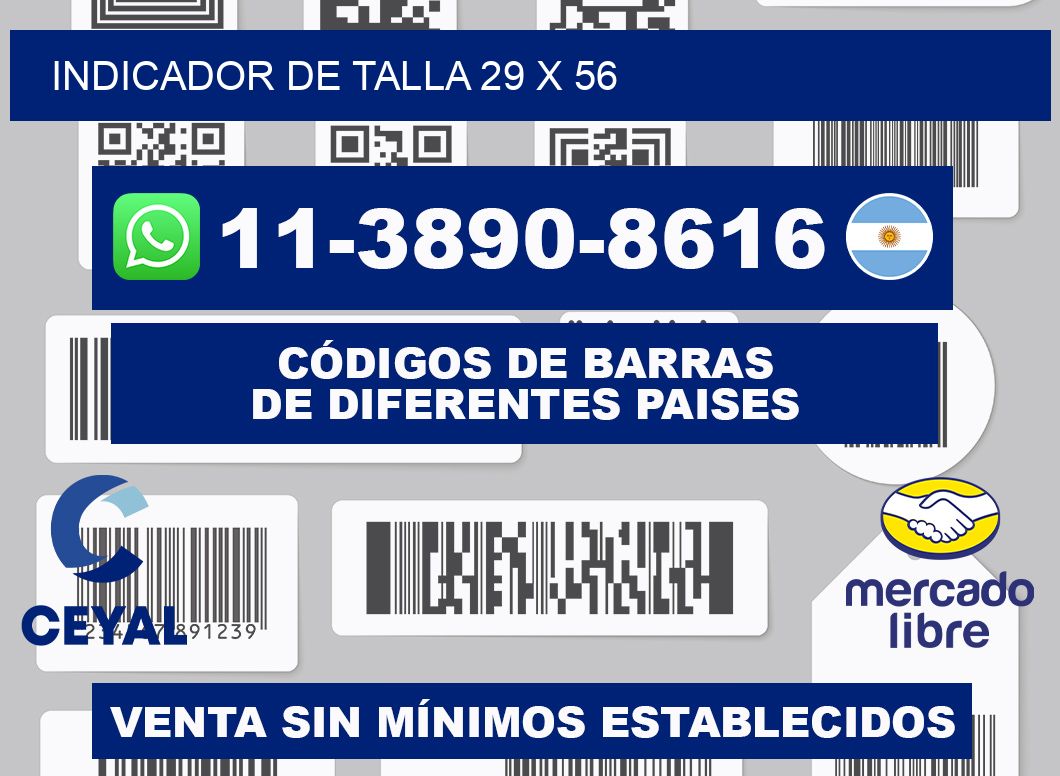 Indicador de talla 29 x 56