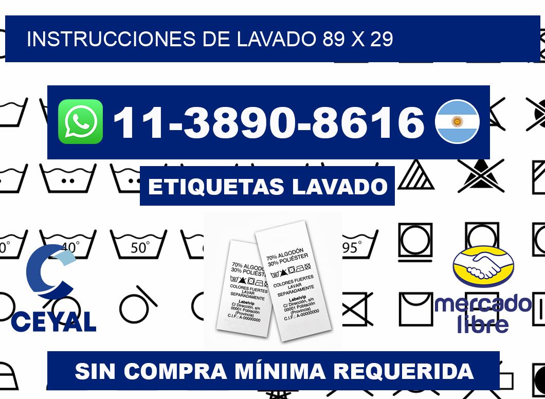 Instrucciones de lavado 89 x 29