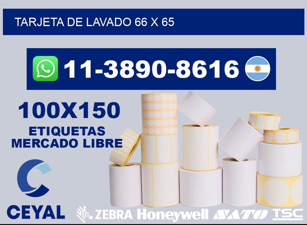 Tarjeta de lavado 66 x 65