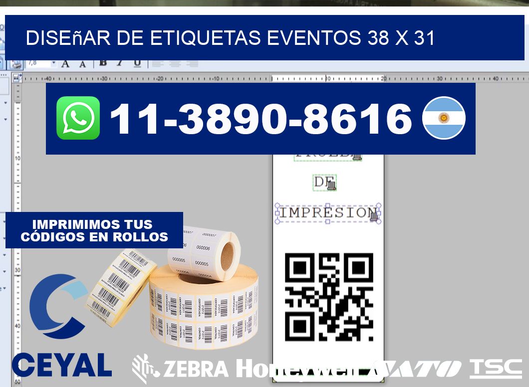 diseñar de etiquetas eventos 38 x 31