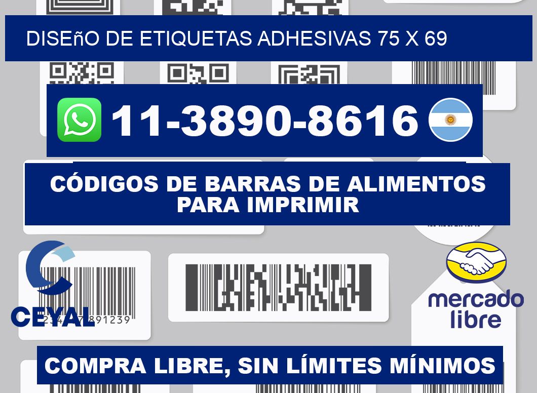 diseño de etiquetas adhesivas 75 x 69