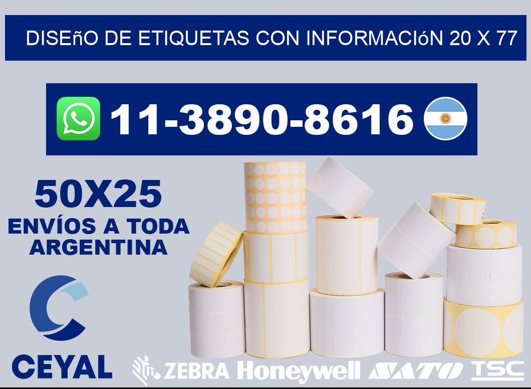 diseño de etiquetas con información 20 x 77