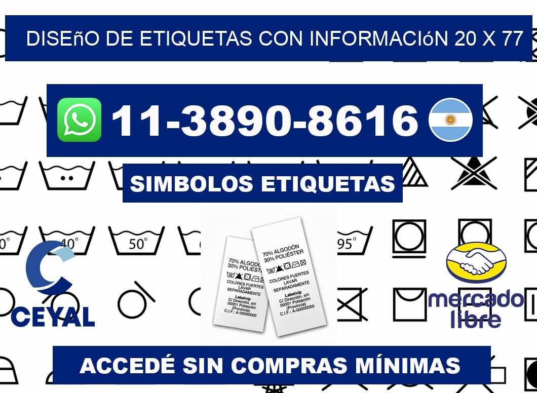 diseño de etiquetas con información 20 x 77