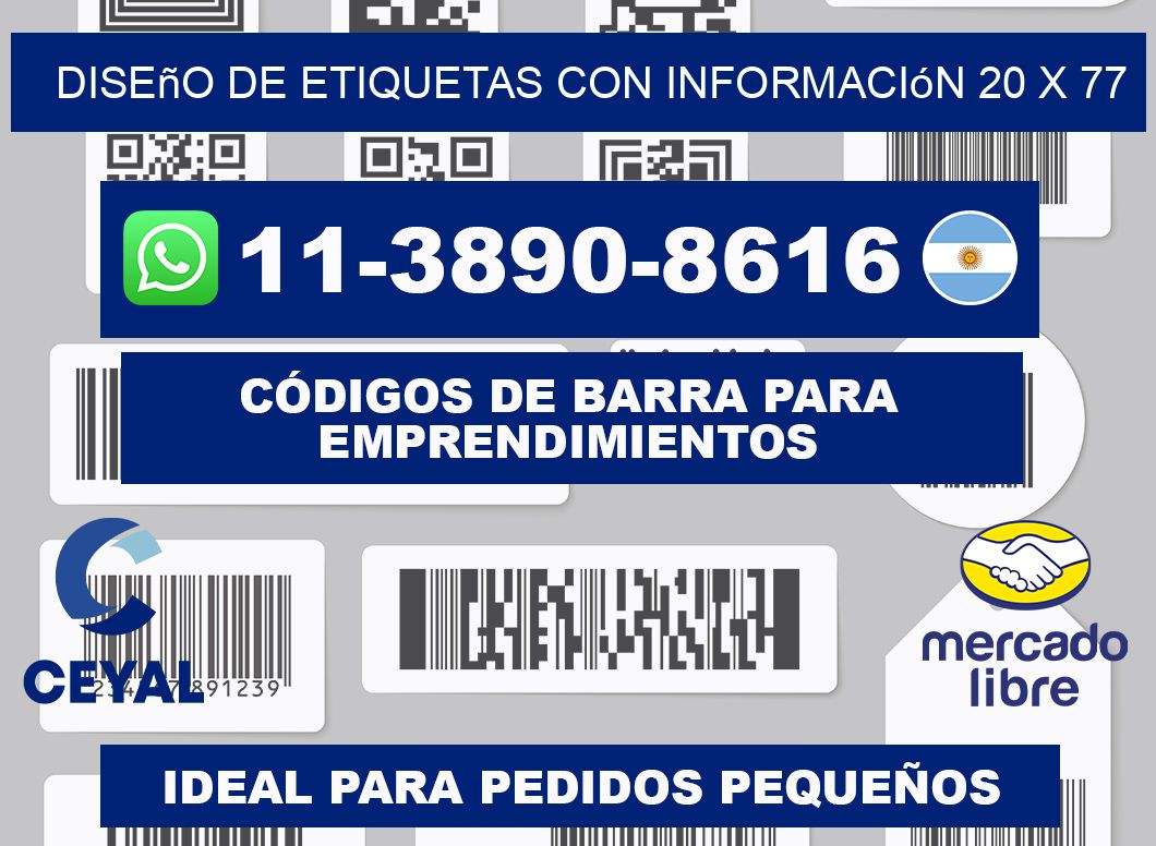 diseño de etiquetas con información 20 x 77