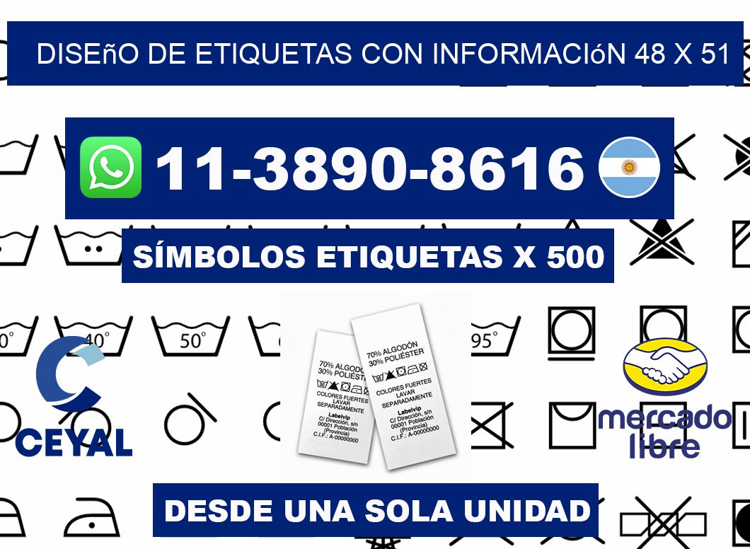 diseño de etiquetas con información 48 x 51