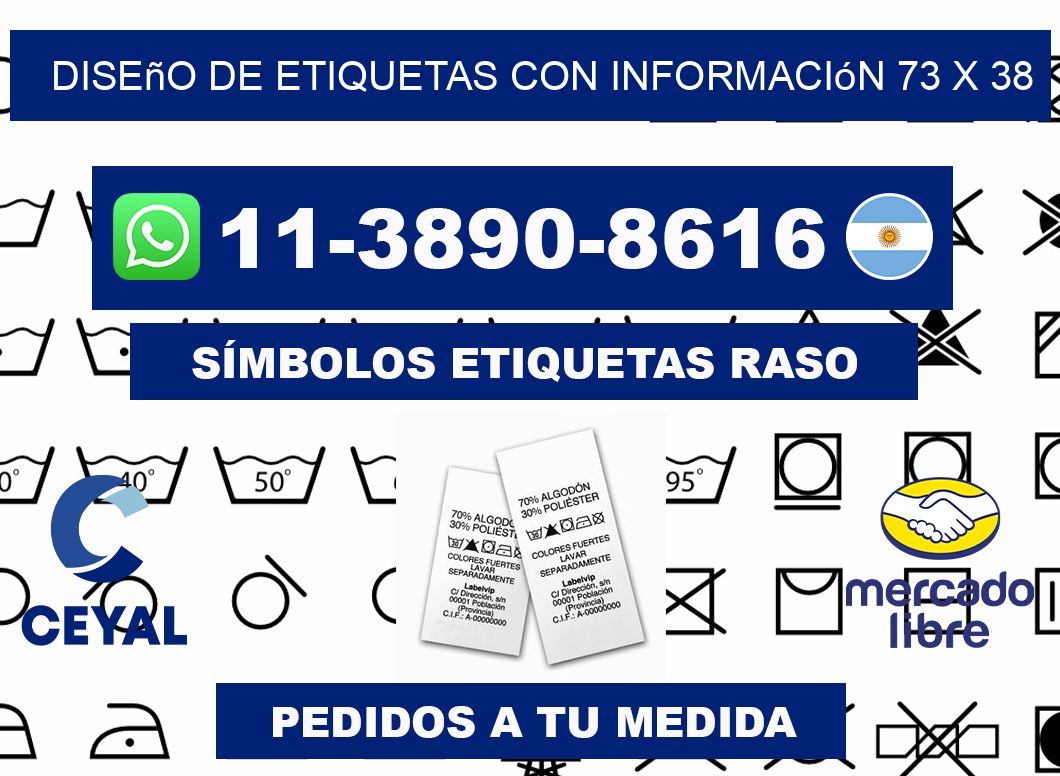 diseño de etiquetas con información 73 x 38