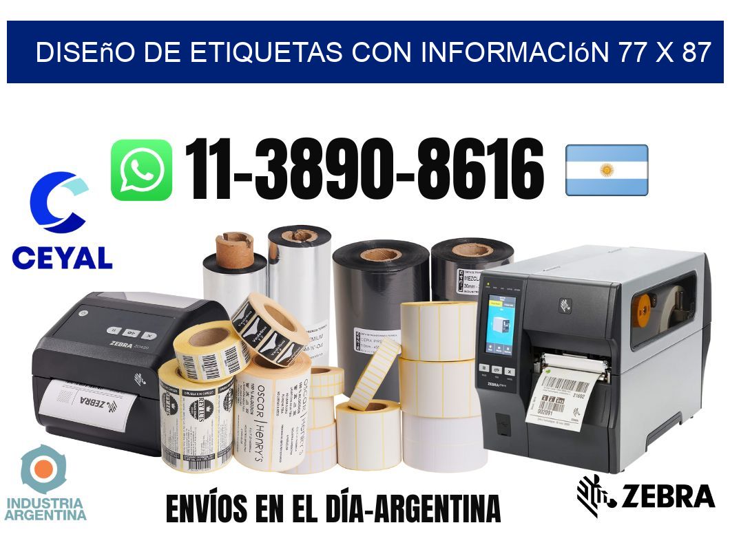 diseño de etiquetas con información 77 x 87