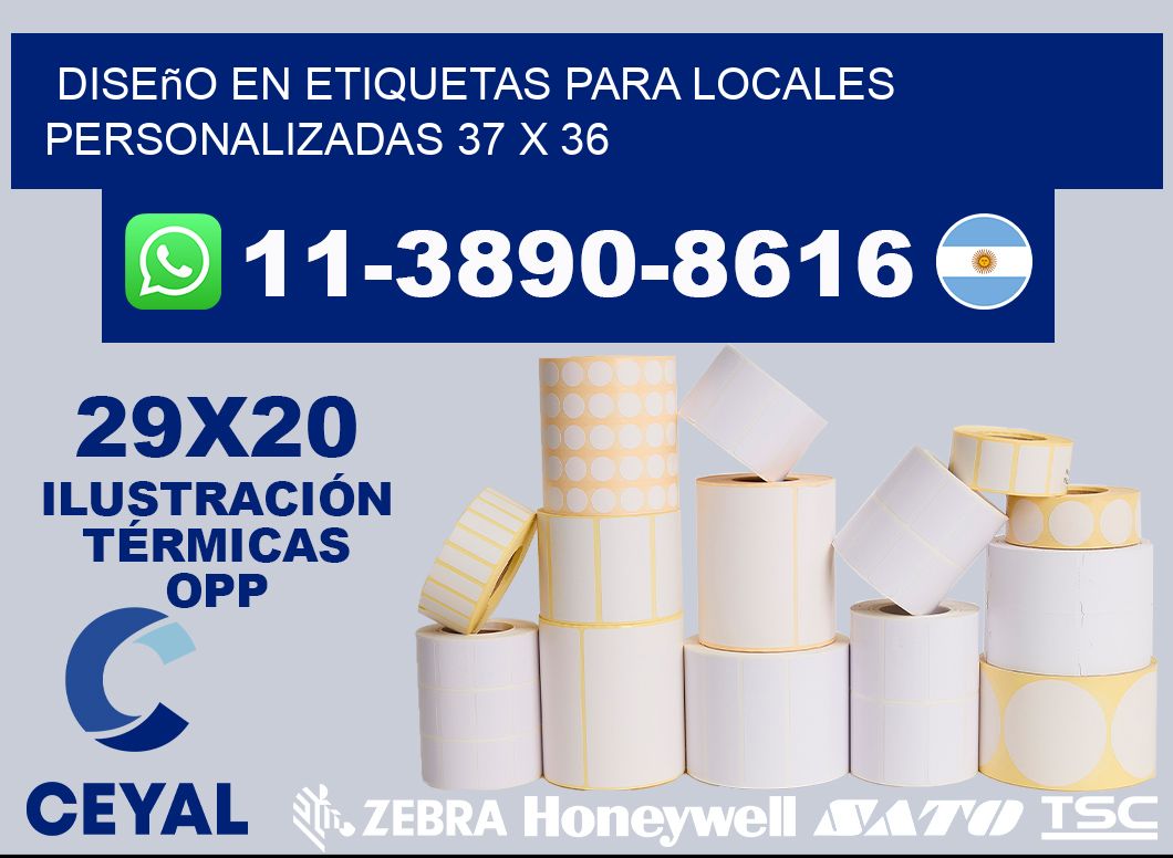 diseño en etiquetas para locales personalizadas 37 x 36