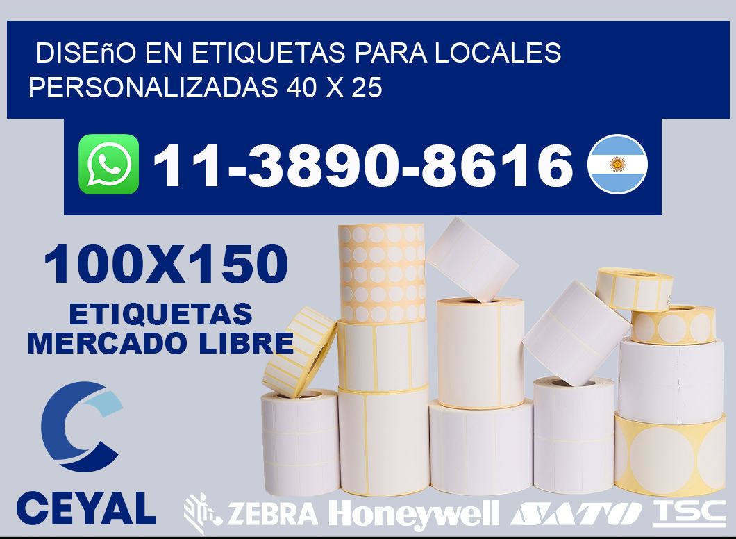 diseño en etiquetas para locales personalizadas 40 x 25
