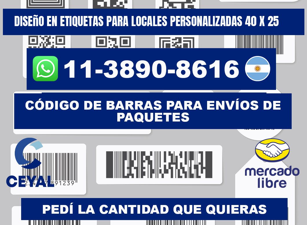 diseño en etiquetas para locales personalizadas 40 x 25