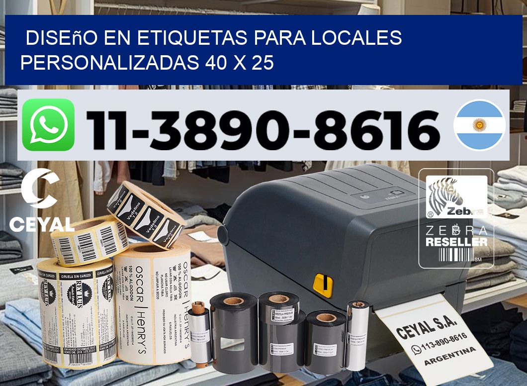 diseño en etiquetas para locales personalizadas 40 x 25