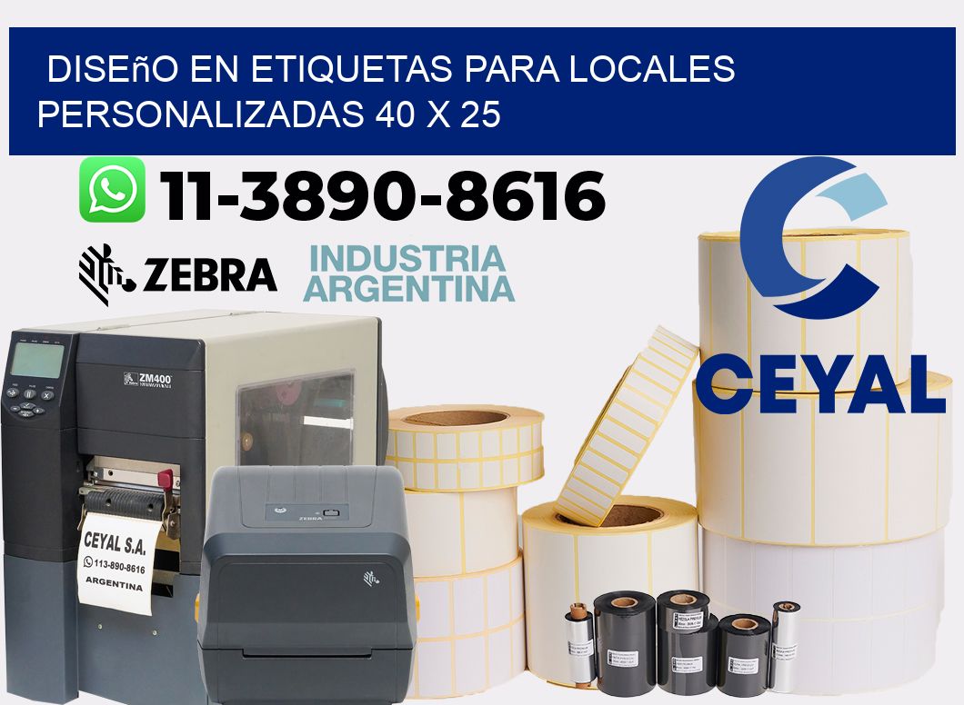 diseño en etiquetas para locales personalizadas 40 x 25