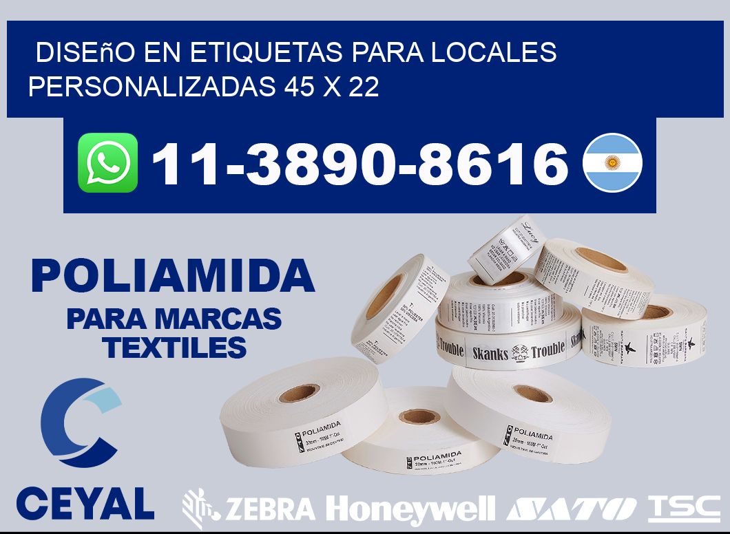 diseño en etiquetas para locales personalizadas 45 x 22