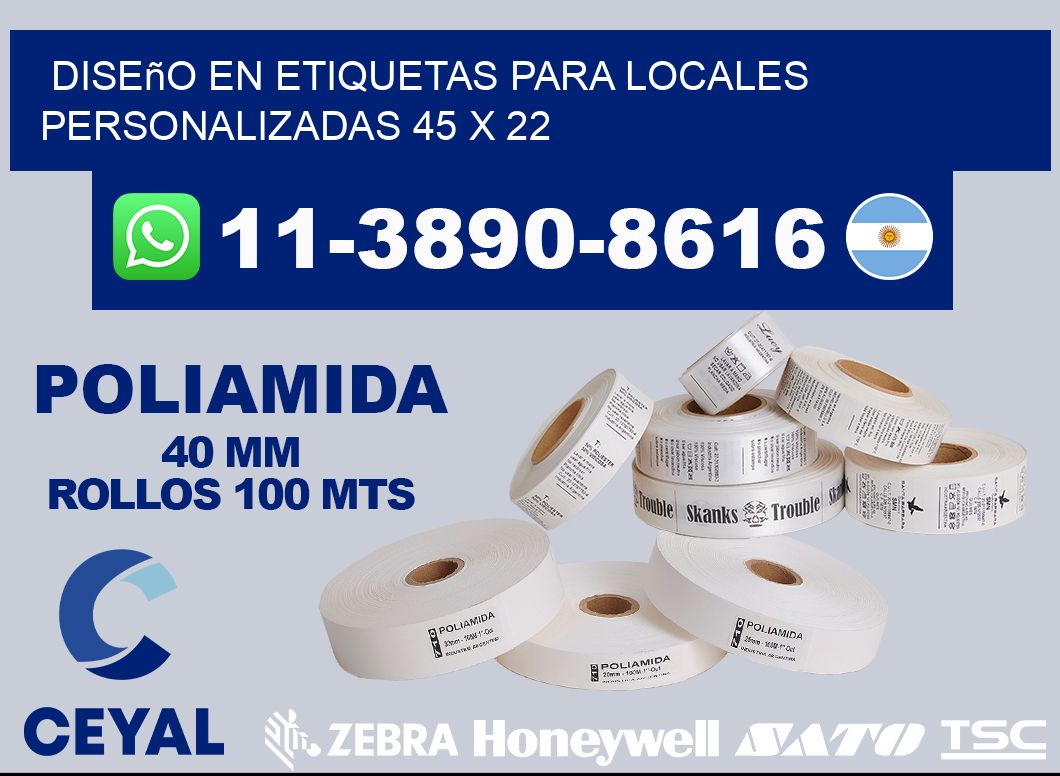 diseño en etiquetas para locales personalizadas 45 x 22
