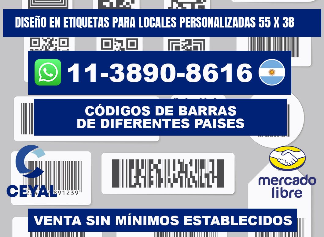 diseño en etiquetas para locales personalizadas 55 x 38