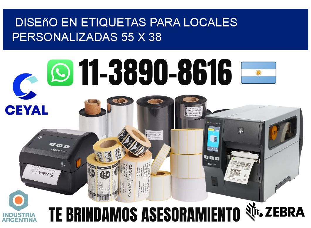 diseño en etiquetas para locales personalizadas 55 x 38