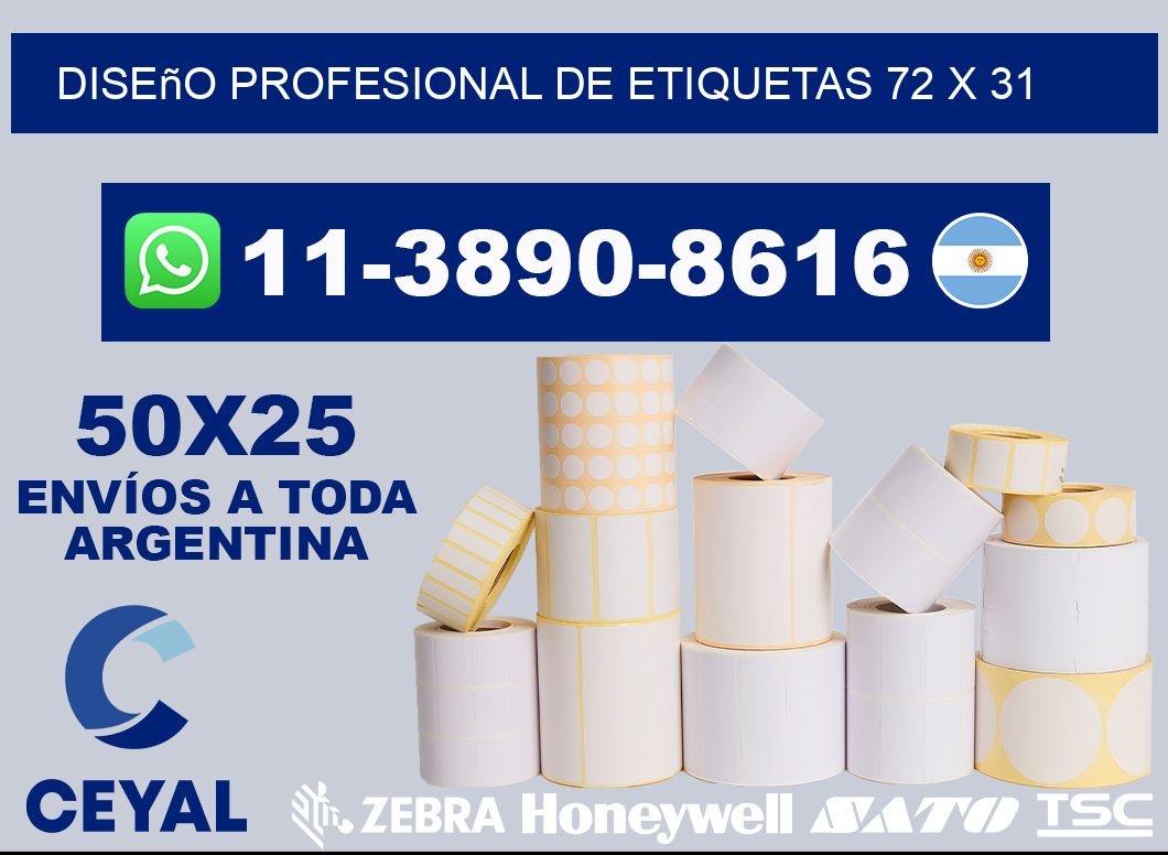 diseño profesional de etiquetas 72 x 31