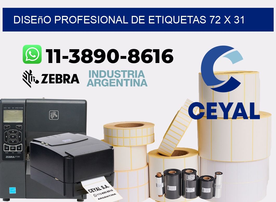 diseño profesional de etiquetas 72 x 31