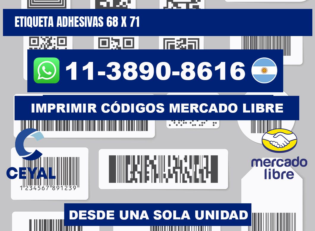 etiqueta adhesivas 68 x 71