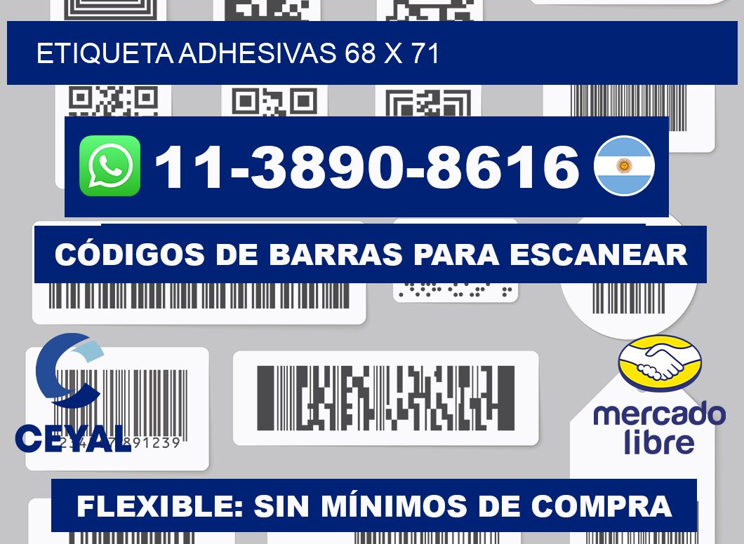 etiqueta adhesivas 68 x 71