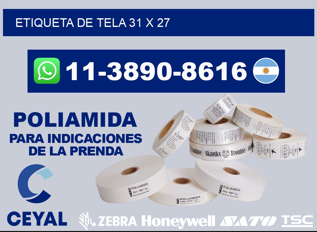 etiqueta de tela 31 x 27