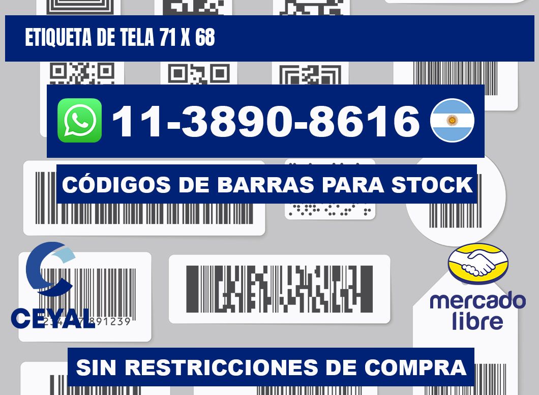 etiqueta de tela 71 x 68