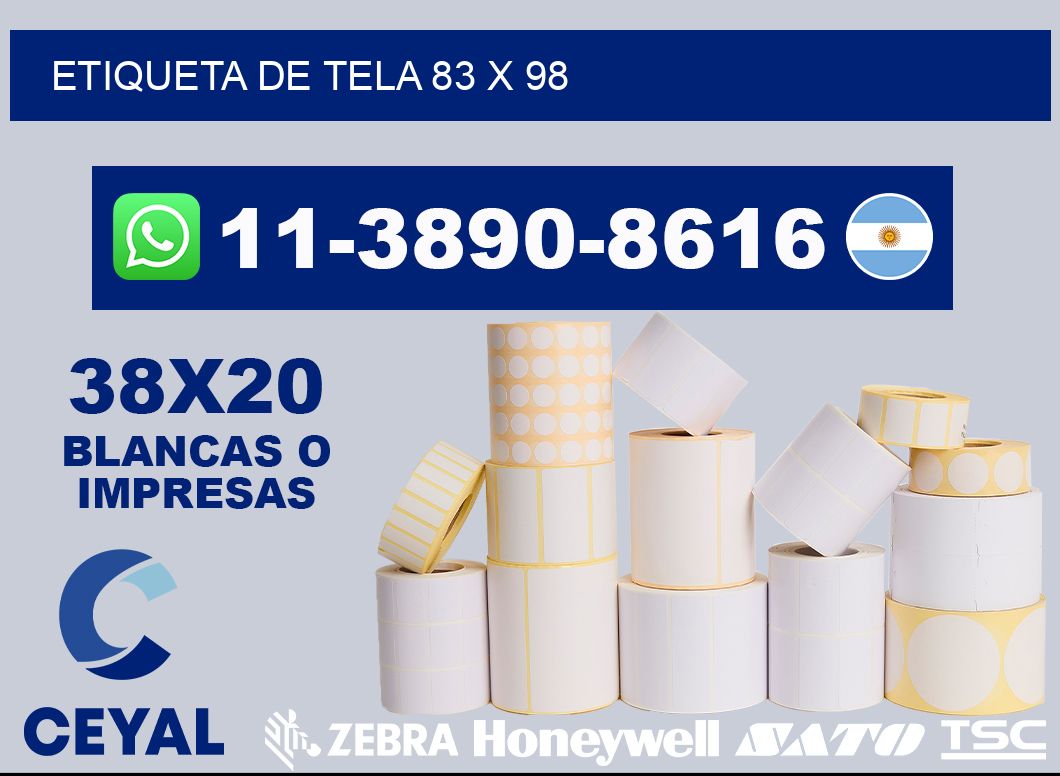 etiqueta de tela 83 x 98