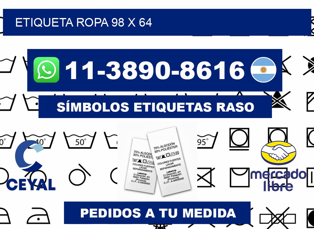 etiqueta ropa 98 x 64