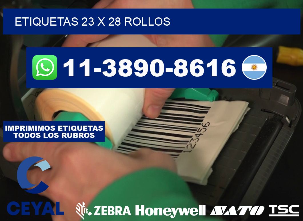 etiquetas 23 x 28 rollos