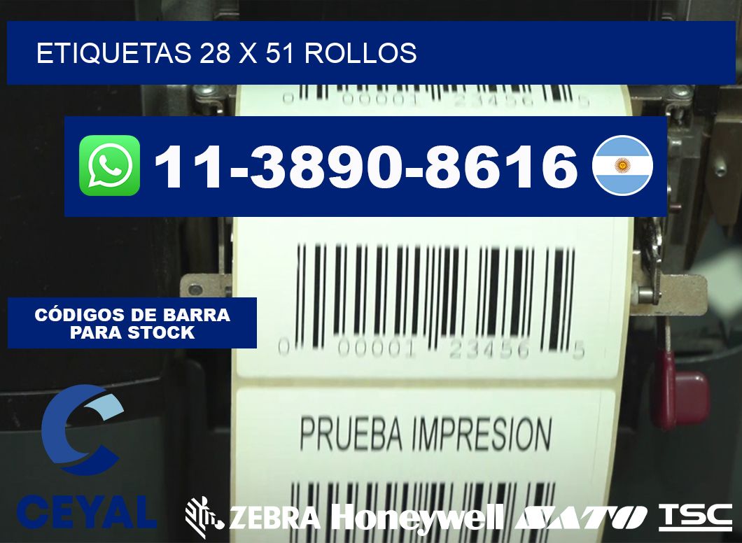 etiquetas 28 x 51 rollos
