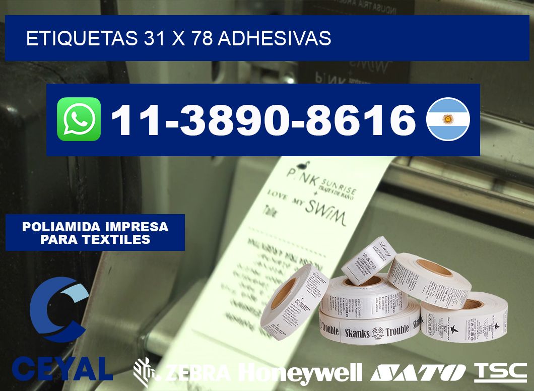 etiquetas 31 x 78 adhesivas