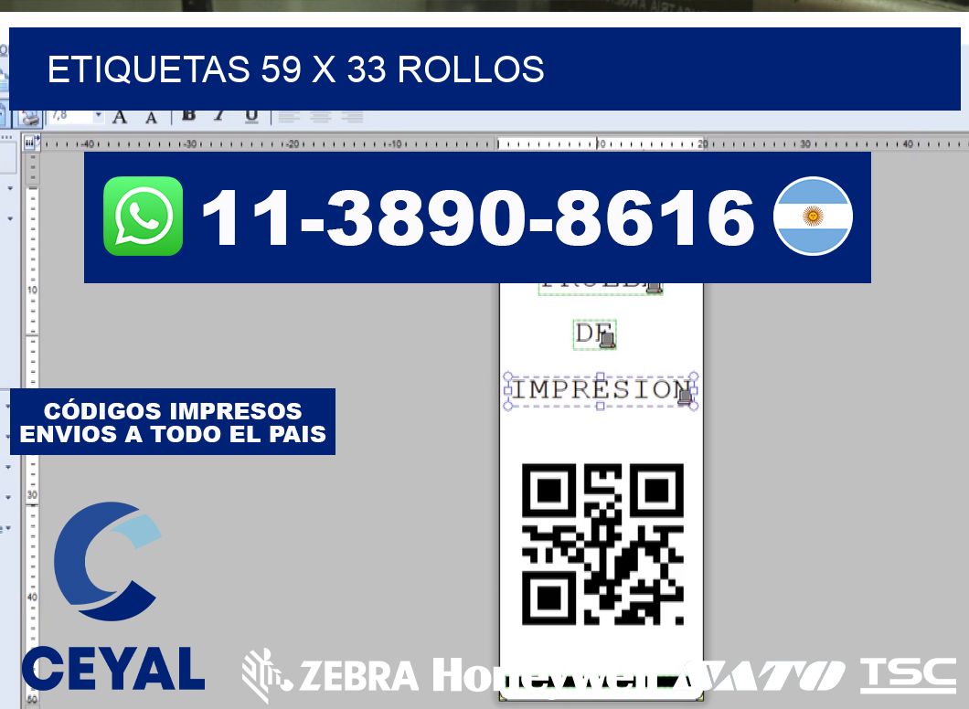 etiquetas 59 x 33 rollos