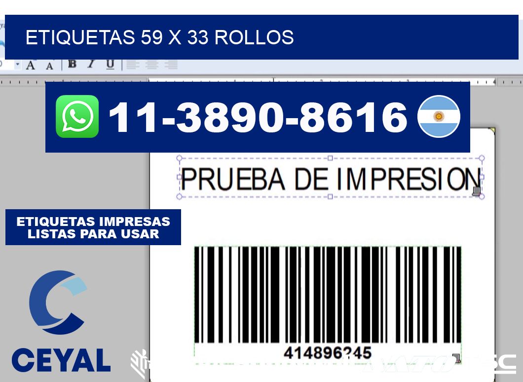 etiquetas 59 x 33 rollos